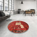 Round Traditional Red Animal Rug in a Office, tr630