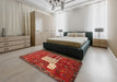 Machine Washable Traditional Red Rug in a Bedroom, wshtr630