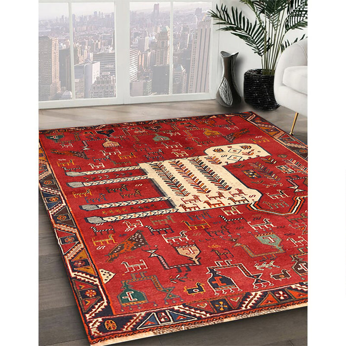 Machine Washable Traditional Red Rug in a Family Room, wshtr630