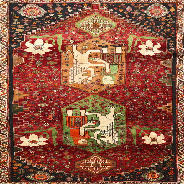 Square Traditional Red Animal Rug, tr632