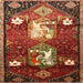 Square Traditional Red Animal Rug, tr632