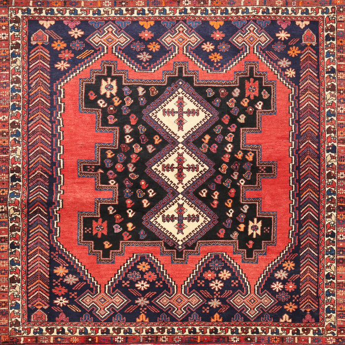 Square Traditional Saffron Red Persian Rug, tr633