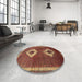 Round Traditional Bronze Brown Persian Rug in a Office, tr635