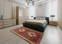 Traditional Bronze Brown Persian Rug in a Bedroom, tr635