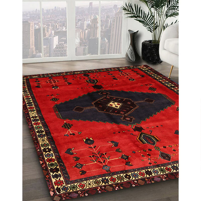 Machine Washable Traditional Bakers Brown Rug in a Family Room, wshtr637