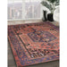 Machine Washable Traditional Copper Red Pink Rug in a Family Room, wshtr639