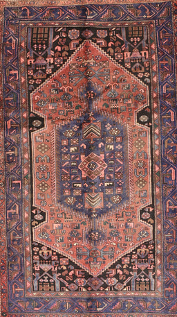 Machine Washable Traditional Copper Red Pink Rug, wshtr639