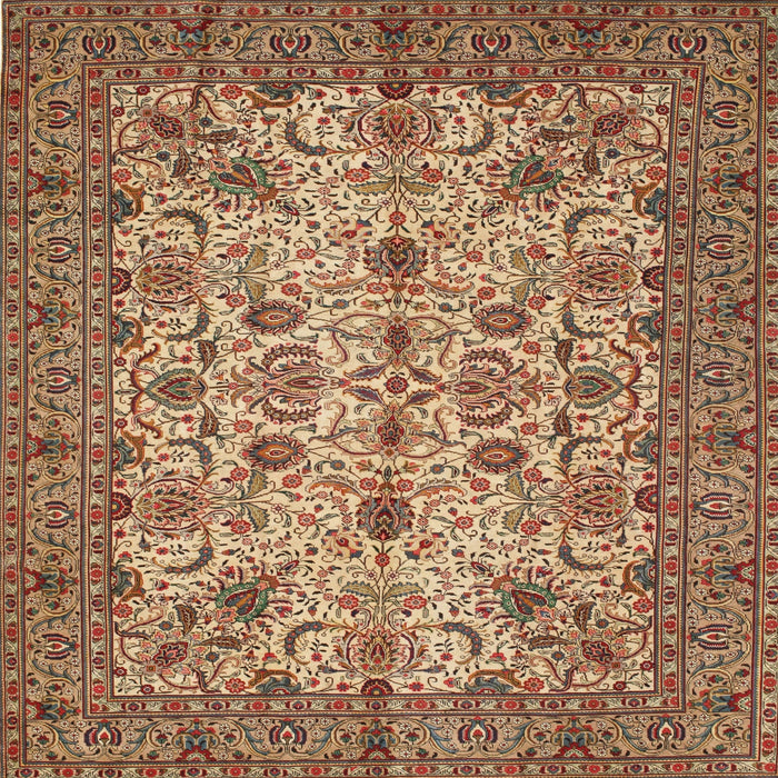 Square Traditional Dark Sienna Brown Persian Rug, tr63