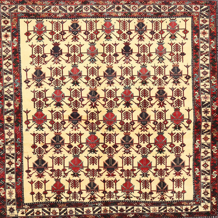 Round Machine Washable Traditional Saffron Red Rug, wshtr641