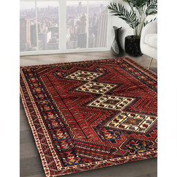 Machine Washable Traditional Sienna Brown Rug in a Family Room, wshtr642