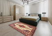 Traditional Fire Brick Red Persian Rug in a Bedroom, tr643