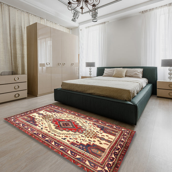 Machine Washable Traditional Fire Brick Red Rug in a Bedroom, wshtr643