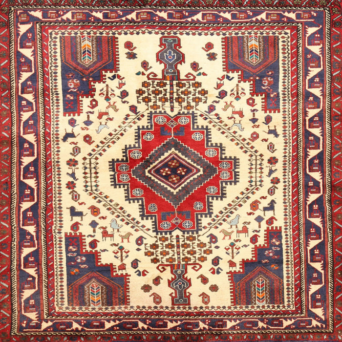 Square Traditional Fire Brick Red Persian Rug, tr643