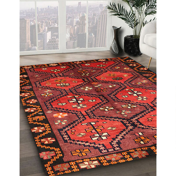 Traditional Red Persian Rug in Family Room, tr645