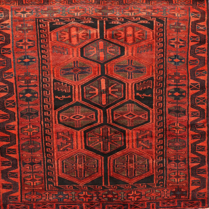 Round Machine Washable Traditional Brown Red Rug, wshtr646