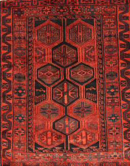 Machine Washable Traditional Brown Red Rug, wshtr646