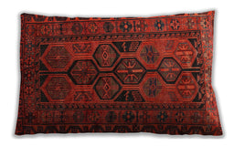 Traditional Classic Rectangular Brown Red Lumbar Throw Pillow, 13 inch by 19 inch, lbtr646