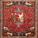 Square Traditional Dark Almond Brown Animal Rug, tr647