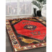 Traditional Dark Gold Brown Persian Rug in Family Room, tr648