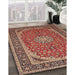 Traditional Fire Brick Red Medallion Rug in Family Room, tr64