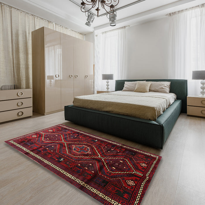 Traditional Red Southwestern Rug in a Bedroom, tr650