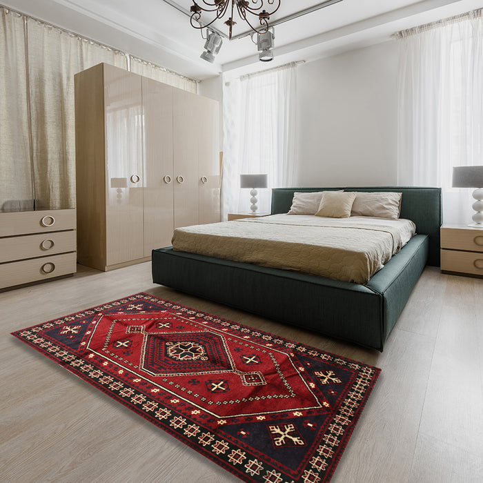 Traditional Red Persian Rug in a Bedroom, tr651