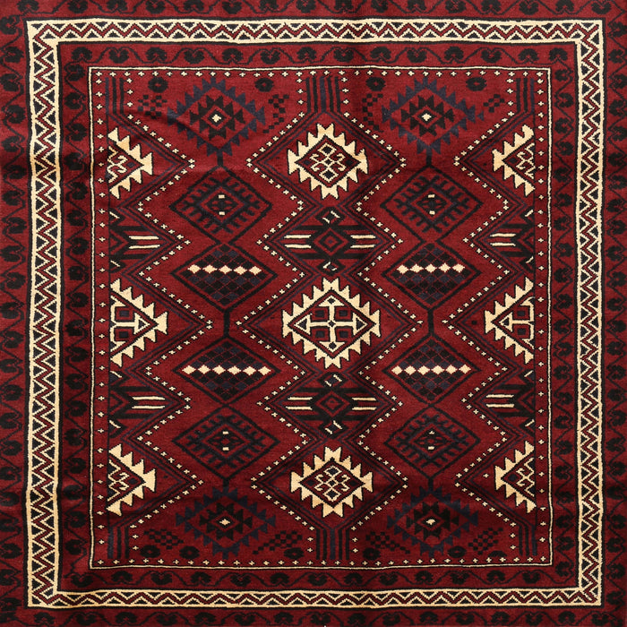 Square Traditional Cranberry Red Southwestern Rug, tr652
