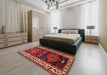 Traditional Dark Gold Brown Persian Rug in a Bedroom, tr653