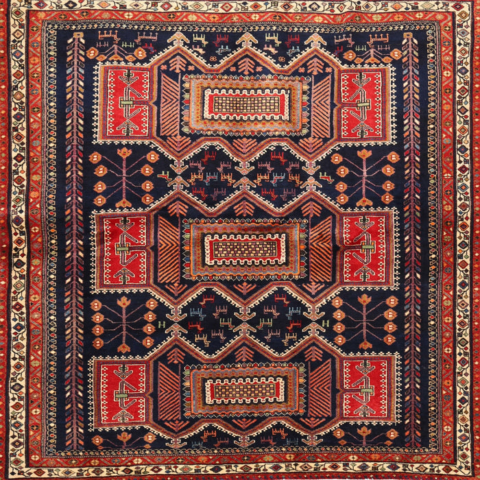 Square Traditional Deep Red Persian Rug, tr655