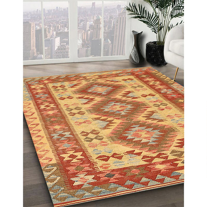 Machine Washable Traditional Orange Red Rug in a Family Room, wshtr656