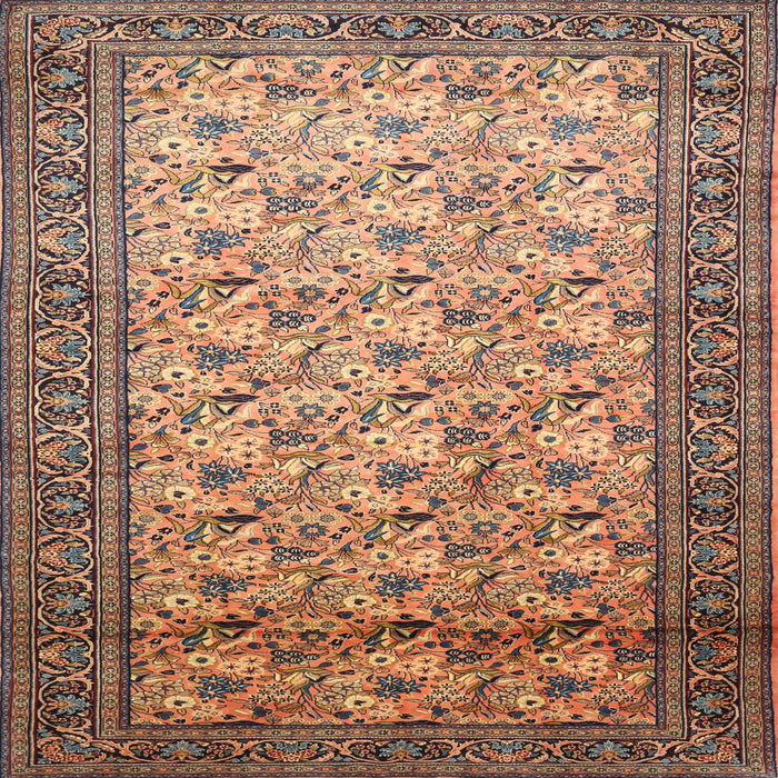 Square Traditional Dark Sienna Brown Persian Rug, tr658