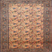Square Traditional Dark Sienna Brown Persian Rug, tr658