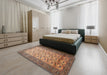 Traditional Dark Sienna Brown Persian Rug in a Bedroom, tr658