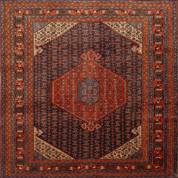 Square Traditional Sienna Brown Persian Rug, tr659