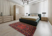 Traditional Chestnut Brown Persian Rug in a Bedroom, tr660