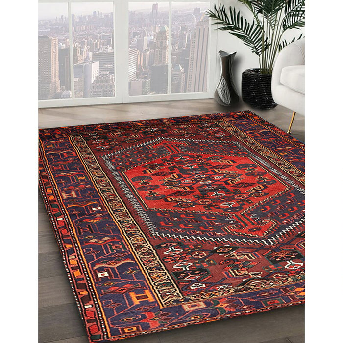 Machine Washable Traditional Chestnut Brown Rug in a Family Room, wshtr660