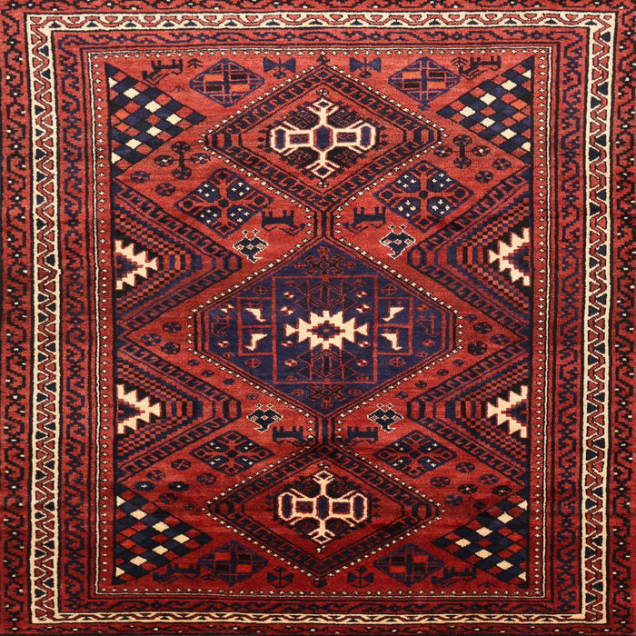 Square Traditional Chestnut Brown Persian Rug, tr664