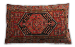 Traditional Classic Rectangular Tomato Red Lumbar Throw Pillow, 13 inch by 19 inch, lbtr665