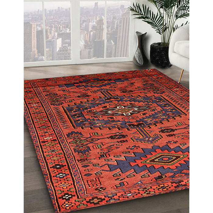 Machine Washable Traditional Tomato Red Rug in a Family Room, wshtr666