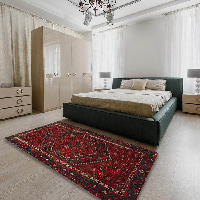 Traditional Bakers Brown Persian Rug in a Bedroom, tr667