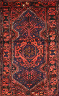 Machine Washable Traditional Brown Red Rug, wshtr668