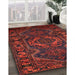 Traditional Brown Red Persian Rug in Family Room, tr668
