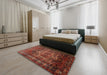 Traditional Crimson Red Persian Rug in a Bedroom, tr669