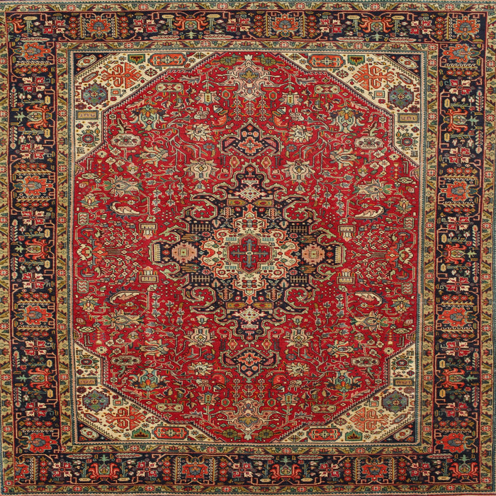 Square Traditional Cranberry Red Medallion Rug, tr66