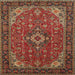 Square Traditional Cranberry Red Medallion Rug, tr66