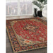 Traditional Cranberry Red Medallion Rug in Family Room, tr66