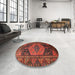 Round Traditional Red Persian Rug in a Office, tr670
