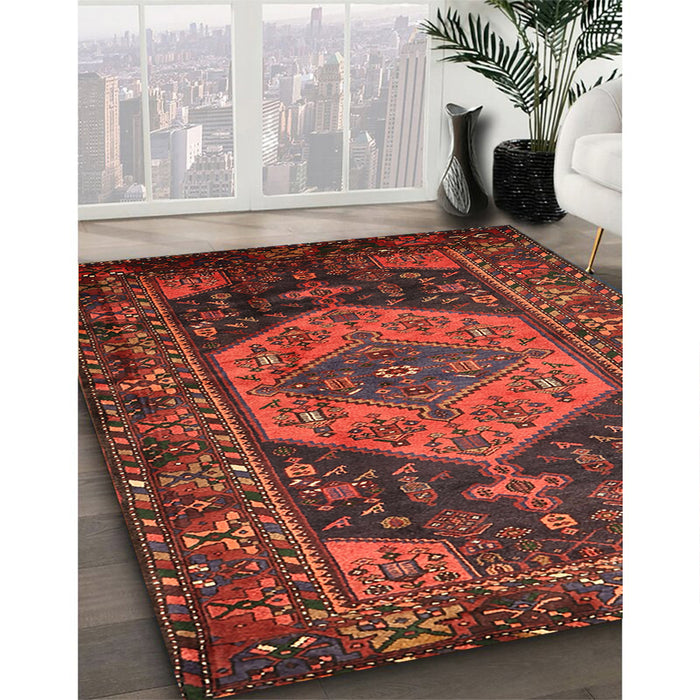Traditional Red Persian Rug in Family Room, tr670