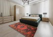 Machine Washable Traditional Tomato Red Rug in a Bedroom, wshtr670