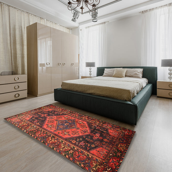 Traditional Red Persian Rug in a Bedroom, tr670